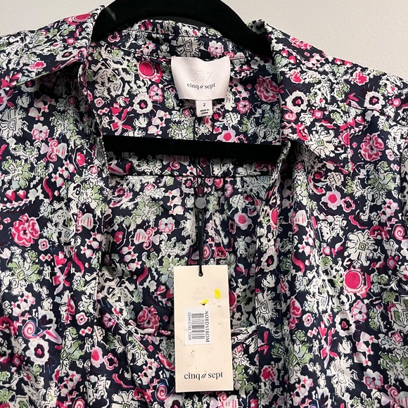 Cinq à Sept by Anthro Quin Floral Layered Midi Dress Shirt Overlay - Picture 3 of 3